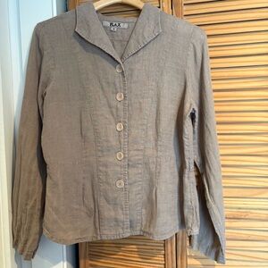 Flax Button-Down Shirt Small 100% Linen Gorpcore Granola Lagenlook coastal